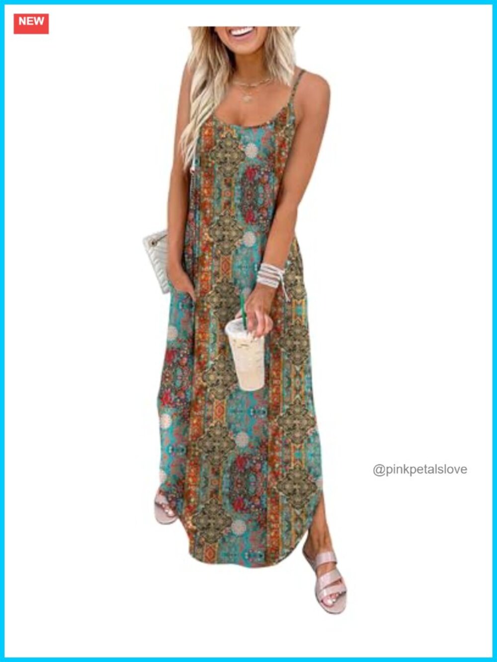 Women's Maxi Dress Spaghetti Strap Casual Summer Hawaiian Vacation Outfit